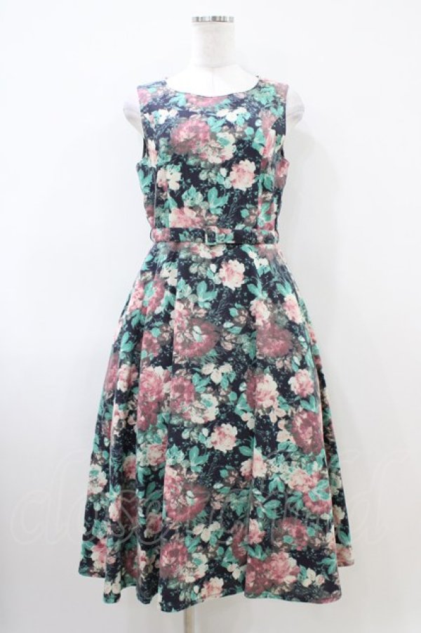 画像1: an another angelus / 花柄ワンピース Free BLACK H-26-04-06-1028-CA-OP-NS-ZH (1)