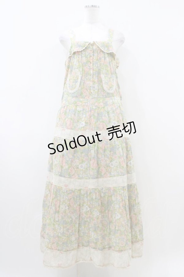 画像1: Cherir la femme / オリプリワンピース M ブルー花柄 H-26-04-06-1029-LO-OP-NS-ZH (1)