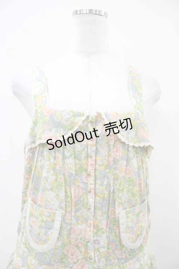 画像3: Cherir la femme / オリプリワンピース M ブルー花柄 H-26-04-06-1029-LO-OP-NS-ZH (3)