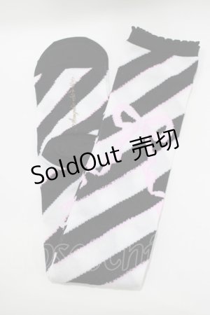 画像: Angelic Pretty / Sugaryボーダーリボンオーバーニー  ブラック H-26-04-06-050-AP-ZA-NS-ZH