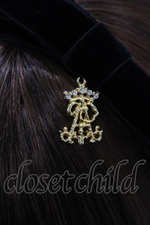 画像2: ALICE and the PIRATES / 別珍リボンカチューシャ  ブラック H-26-04-06-075-PA-AC-NS-ZH (2)