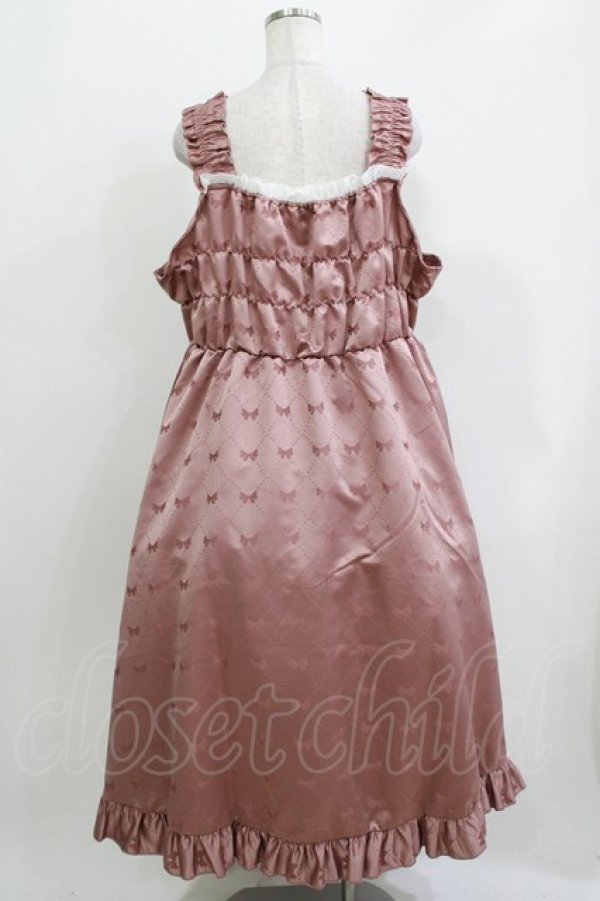 画像3: Cherirulu Chocola / リボン柄ジャンパースカート 4L ピンク H-26-04-06-012-GO-OP-NS-ZH (3)