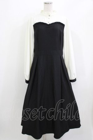 画像: DearMyLoveRose / フリルスタンドカラービスチェワンピース 3L ブラック H-26-04-06-017-EL-OP-NS-ZH