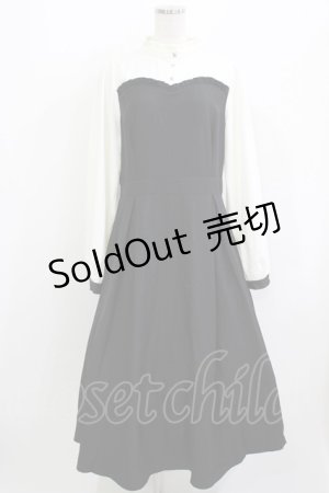 画像: DearMyLoveRose / フリルスタンドカラービスチェワンピース 3L ブラック H-26-04-06-017-EL-OP-NS-ZH