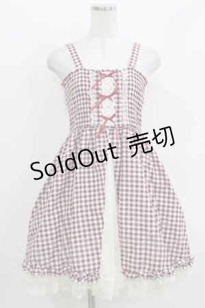 画像: axes femme / ギンガムシャーリングキャミワンピース M ワイン H-26-04-06-021-AX-OP-NS-ZH