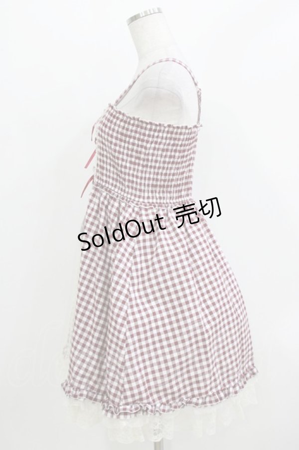 画像2: axes femme / ギンガムシャーリングキャミワンピース M ワイン H-26-04-06-021-AX-OP-NS-ZH (2)