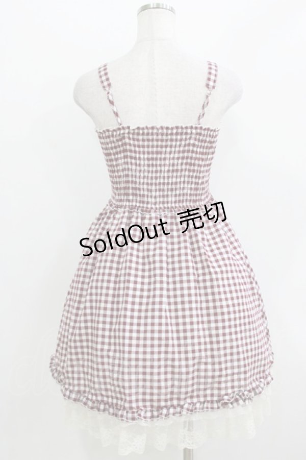 画像3: axes femme / ギンガムシャーリングキャミワンピース M ワイン H-26-04-06-021-AX-OP-NS-ZH (3)