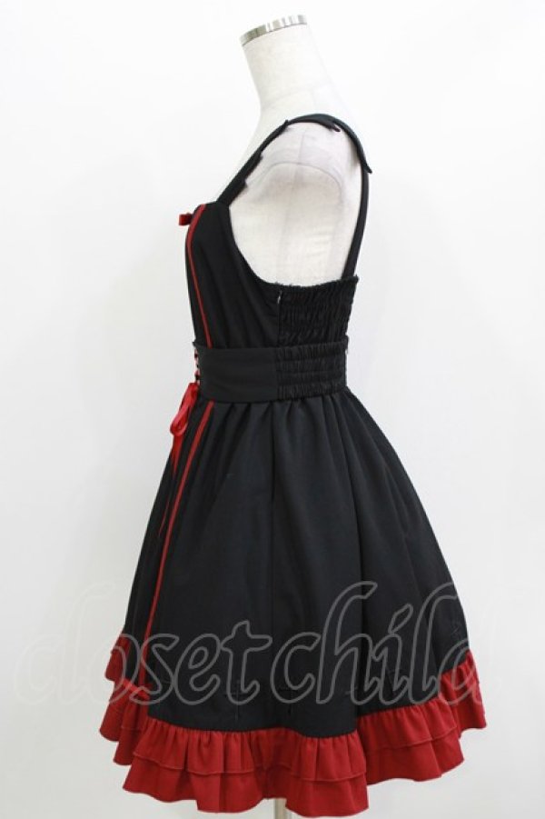 画像2: To Alice / 十字架刺繍ジャンパースカート S ブラック/レッド H-26-04-06-023-LO-OP-NS-ZH (2)