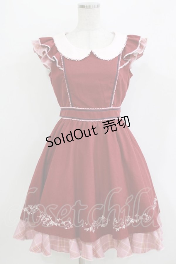 画像1: Secret Honey / エプロン ワンピース(ミニーver.) Free ボルドー H-26-04-07-024-CA-OP-NS-ZH (1)