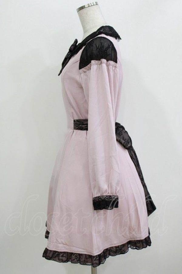 画像2: LIZ LISA / 肩レース切替ワンピース Free ピンク/ブラック H-26-04-07-027-LO-OP-NS-ZH (2)