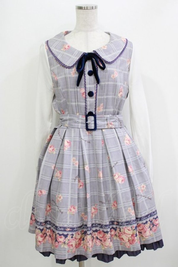 画像1: LIZ LISA / グレンチェックローズワンピース Free ネイビー H-26-04-07-028-LO-OP-NS-ZH (1)