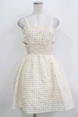 画像1: axes femme POETIQUE / ハートドット刺繍ギンガムワンピース M ベージュ H-26-04-07-032-AX-OP-NS-ZH (1)