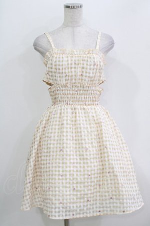 画像: axes femme POETIQUE / ハートドット刺繍ギンガムワンピース M ベージュ H-26-04-07-032-AX-OP-NS-ZH