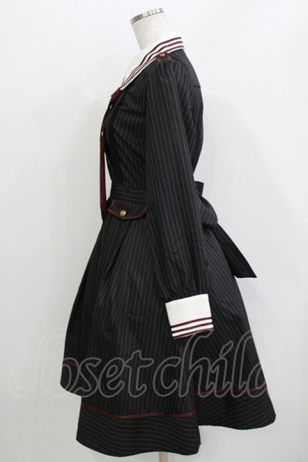 画像2: Amavel / ピンストライプシャツカラーワンピース Free ブラック H-26-04-07-034-CA-OP-NS-ZH (2)