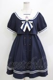 画像1: Amavel / Ribbon Emblem Setup風セーラーワンピース（ミドル丈） Free ネイビー H-26-04-07-004-CA-OP-NS-ZH (1)