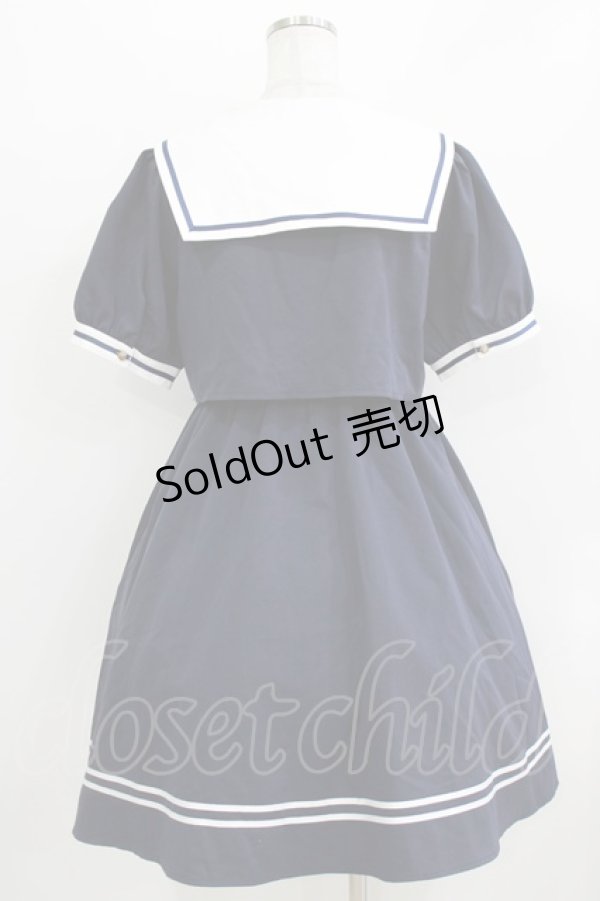 画像3: Amavel / Ribbon Emblem Setup風セーラーワンピース（ミドル丈） Free ネイビー H-26-04-07-004-CA-OP-NS-ZH (3)