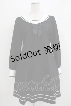 画像: Innocent World White / セーラーカラーAラインワンピース L ブラック H-26-04-07-039-IW-OP-NS-ZH