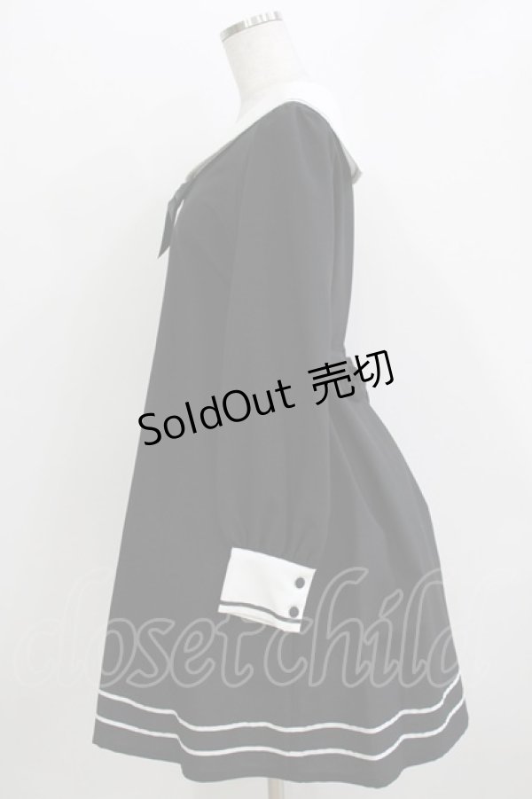 画像2: Innocent World White / セーラーカラーAラインワンピース L ブラック H-26-04-07-039-IW-OP-NS-ZH (2)