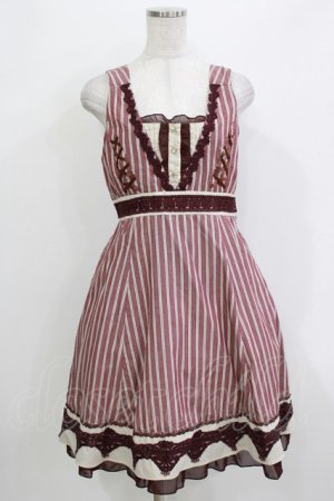 画像: axes femme / ストライプ柄ジャンドレ M ワイン H-26-04-07-040-AX-SK-NS-ZH