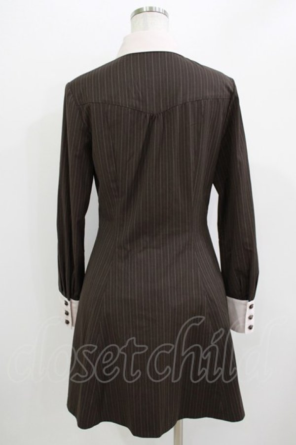 画像3: NO.S PROJECT / ストライプシャツワンピース M ブラウン H-26-04-07-045-LO-OP-NS-ZH (3)