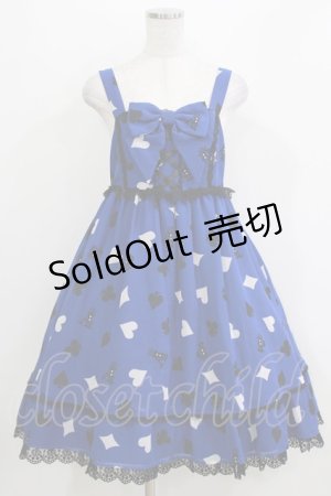 画像: Angelic Pretty / Royal Cardsハイウエストジャンパースカート Free ブルー H-26-04-07-005-AP-OP-NS-ZH
