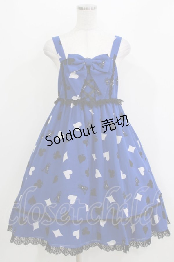 画像1: Angelic Pretty / Royal Cardsハイウエストジャンパースカート Free ブルー H-26-04-07-005-AP-OP-NS-ZH (1)