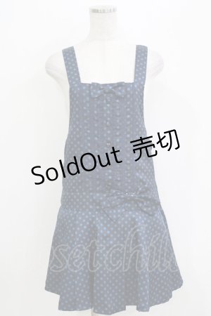 画像: Innocent World / ドット柄サロペットジャンパースカート M ブルー H-26-04-07-049-IW-OP-NS-ZH