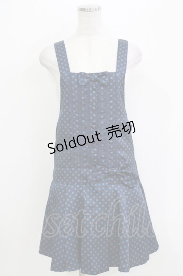 画像1: Innocent World / ドット柄サロペットジャンパースカート M ブルー H-26-04-07-049-IW-OP-NS-ZH (1)