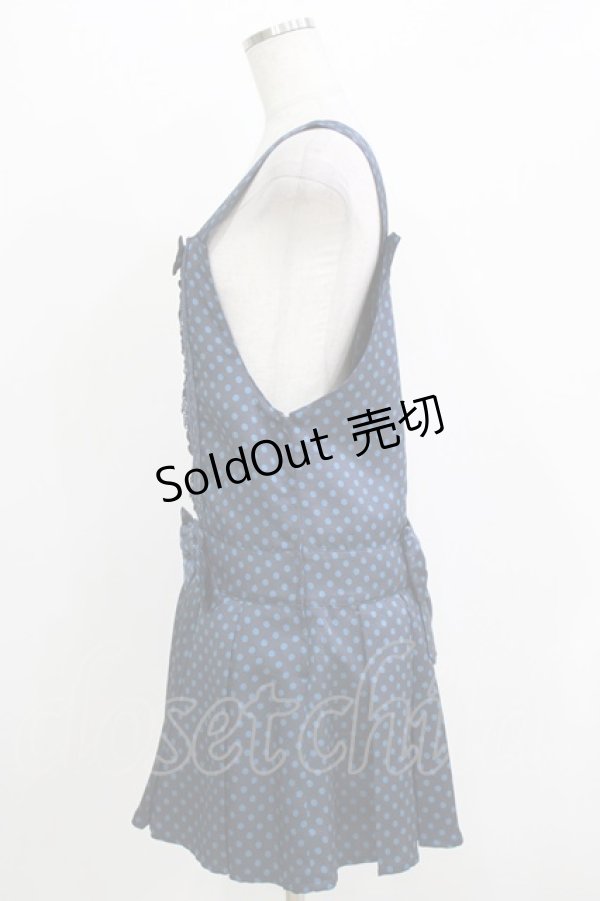 画像2: Innocent World / ドット柄サロペットジャンパースカート M ブルー H-26-04-07-049-IW-OP-NS-ZH (2)