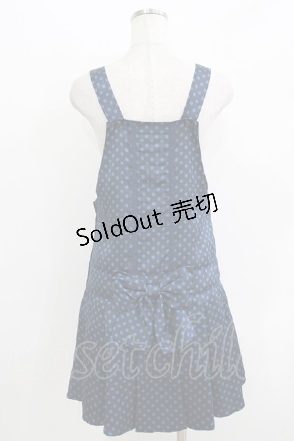 画像3: Innocent World / ドット柄サロペットジャンパースカート M ブルー H-26-04-07-049-IW-OP-NS-ZH (3)