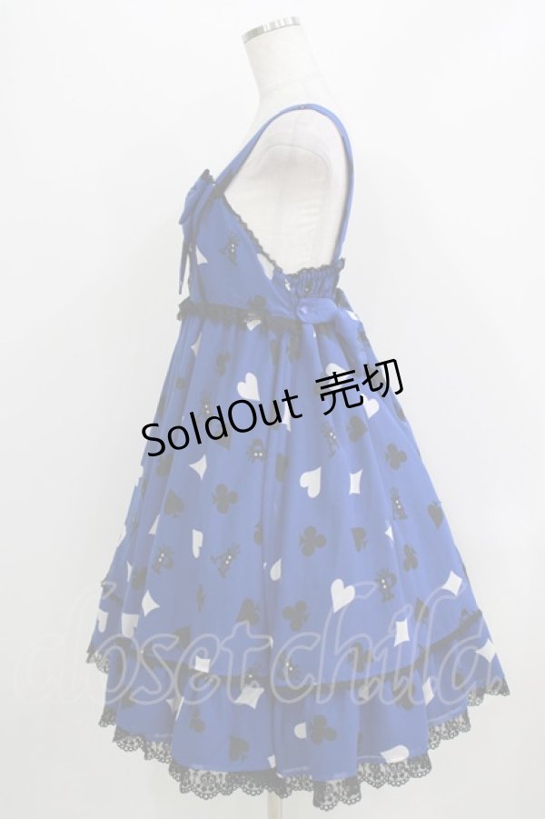 画像2: Angelic Pretty / Royal Cardsハイウエストジャンパースカート Free ブルー H-26-04-07-005-AP-OP-NS-ZH (2)