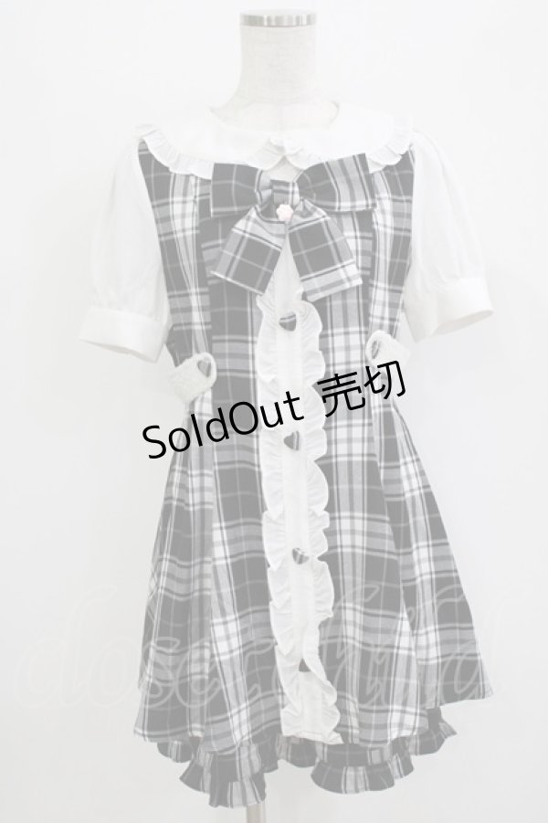 画像1: Ank Rouge / チェックフリルコンビネゾン Free ブラック H-26-04-07-053-CA-OP-NS-ZH (1)