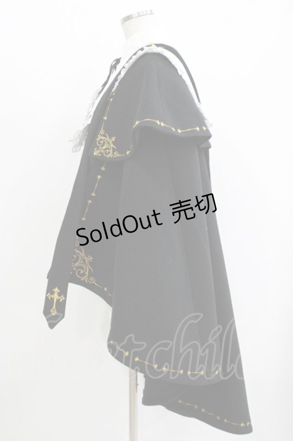 画像2: Belchic（海外ロリータブランド） / 刺繍マント Free ブラック H-26-04-07-056-PU-JA-NS-ZH (2)