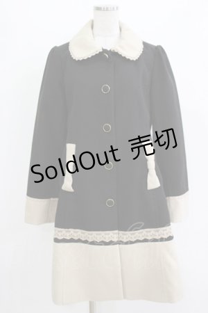 画像: axes femme / バイカラーAコート L ブラック/アイボリー H-26-04-07-057-AX-CO-NS-ZH