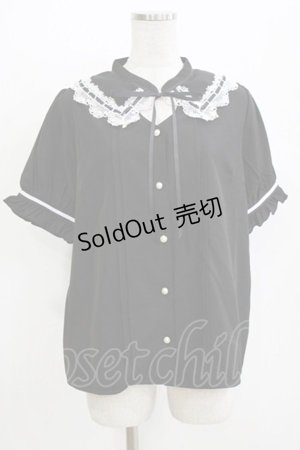 画像1: axes femme / カットワークブラウス L ブラック/ホワイト H-26-04-07-069-AX-BL-NS-ZH (1)