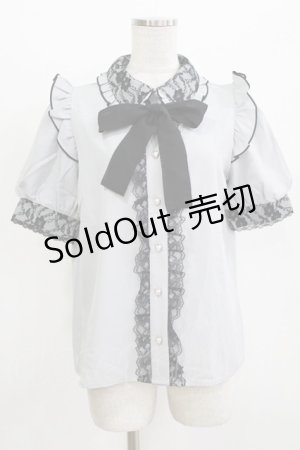 画像: NOEMIE / レース切替ブラウス M グレー/ブラック H-26-04-07-071-LO-BL-NS-ZH