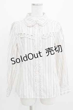 画像: axes femme / ストライプ長袖ブラウス M 生成り/ブラウン H-26-04-07-072-AX-BL-NS-ZH