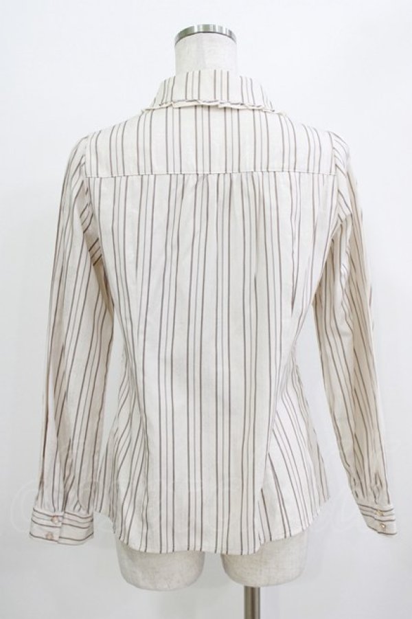 画像3: axes femme / ストライプ長袖ブラウス M 生成り/ブラウン H-26-04-07-072-AX-BL-NS-ZH (3)
