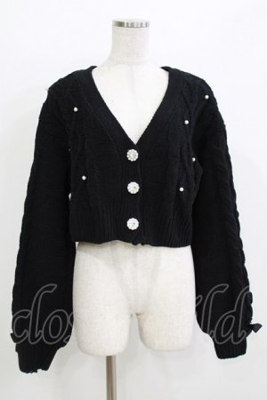 画像: NOEMIE / パールボタンカーディガン M ブラック H-26-04-07-073-LO-TO-NS-ZH