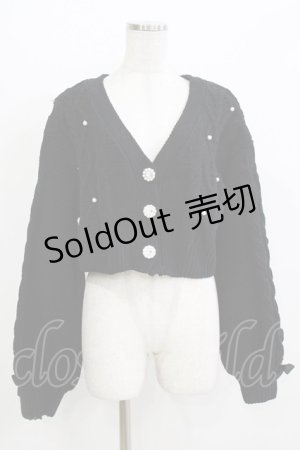 画像: NOEMIE / パールボタンカーディガン M ブラック H-26-04-07-073-LO-TO-NS-ZH