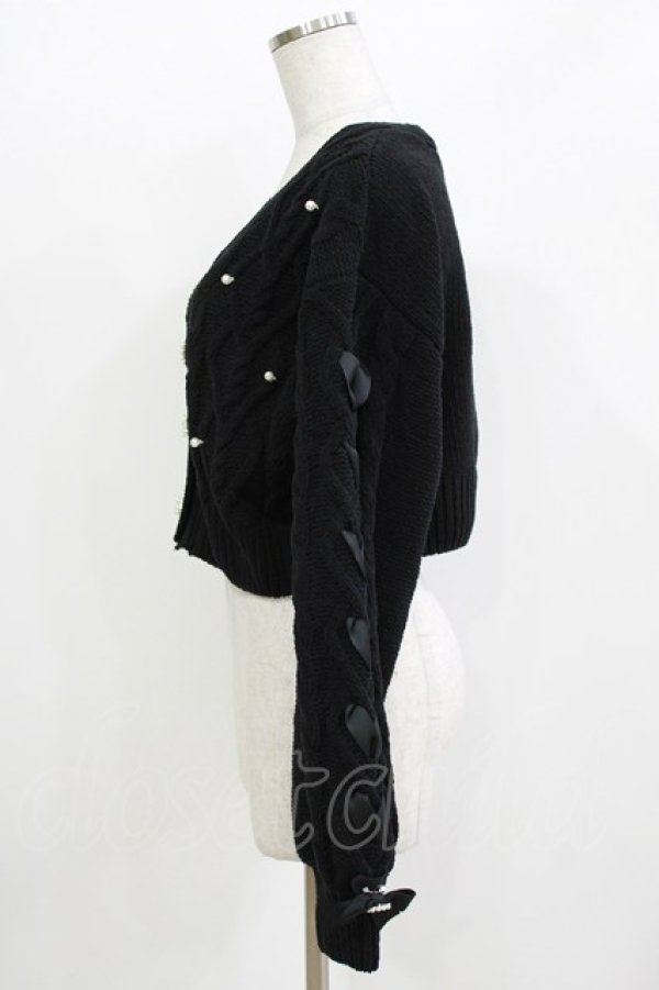 画像2: NOEMIE / パールボタンカーディガン M ブラック H-26-04-07-073-LO-TO-NS-ZH (2)