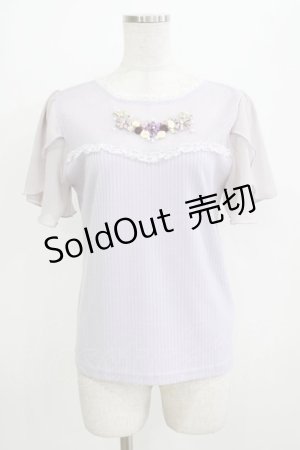 画像: axes femme / お花手刺繍カットプルオーバー M ラベンダー H-26-04-07-076-AX-TO-NS-ZH