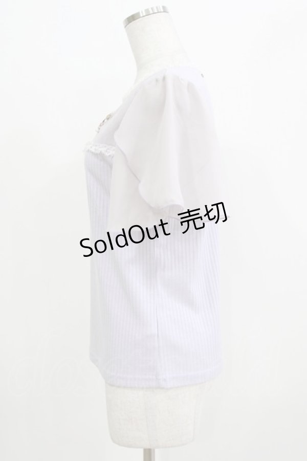 画像2: axes femme / お花手刺繍カットプルオーバー M ラベンダー H-26-04-07-076-AX-TO-NS-ZH (2)