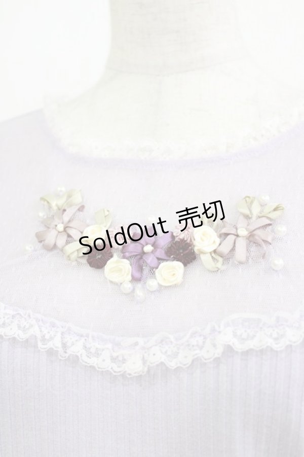 画像4: axes femme / お花手刺繍カットプルオーバー M ラベンダー H-26-04-07-076-AX-TO-NS-ZH (4)