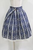 画像1: axes femme / バラ×ストライプ柄スカート M ブルー H-26-04-07-013-AX-OP-NS-ZH (1)