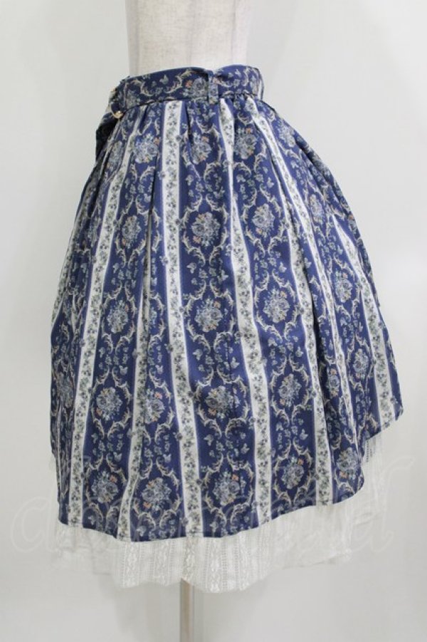 画像2: axes femme / バラ×ストライプ柄スカート M ブルー H-26-04-07-013-AX-OP-NS-ZH (2)