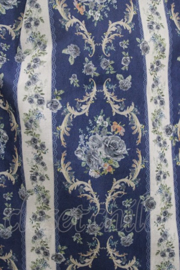 画像4: axes femme / バラ×ストライプ柄スカート M ブルー H-26-04-07-013-AX-OP-NS-ZH (4)