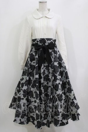 画像: Favorite / 花柄ドッキングワンピース M~L オフ/ブラック H-26-04-07-015-LO-OP-NS-ZH