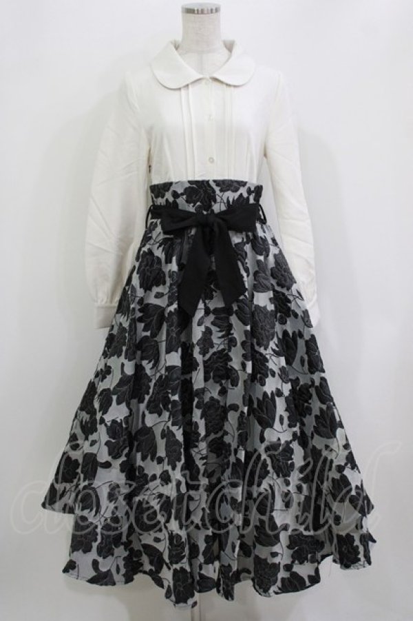 画像1: Favorite / 花柄ドッキングワンピース M~L オフ/ブラック H-26-04-07-015-LO-OP-NS-ZH (1)