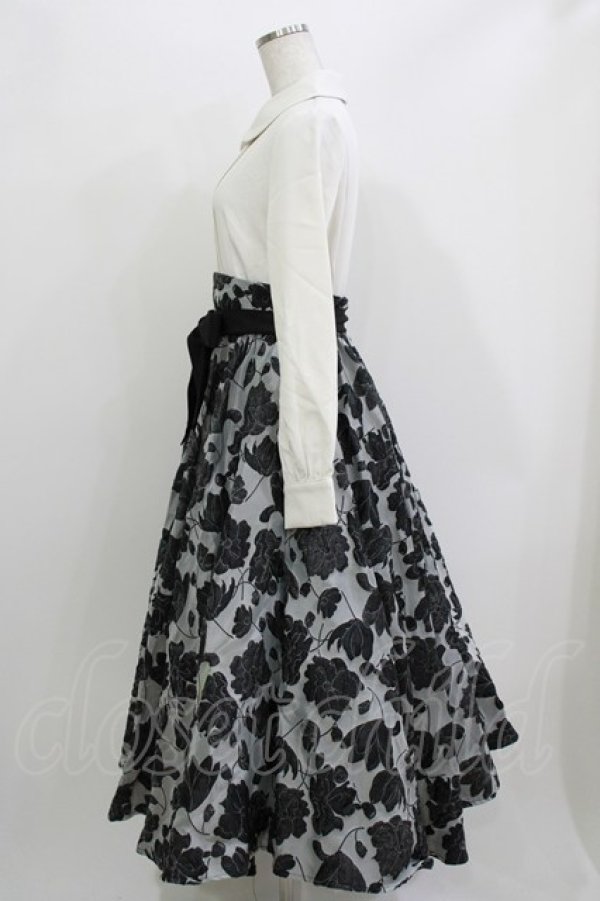 画像2: Favorite / 花柄ドッキングワンピース M~L オフ/ブラック H-26-04-07-015-LO-OP-NS-ZH (2)